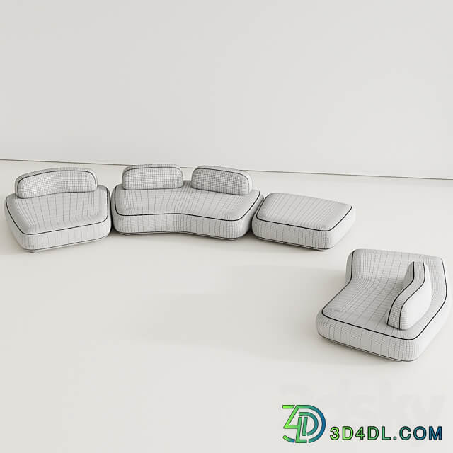 Art nova Curve sofa module 1 3D Models