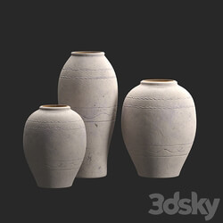 Artisan Hand Painted Terracotta Blue Vases 