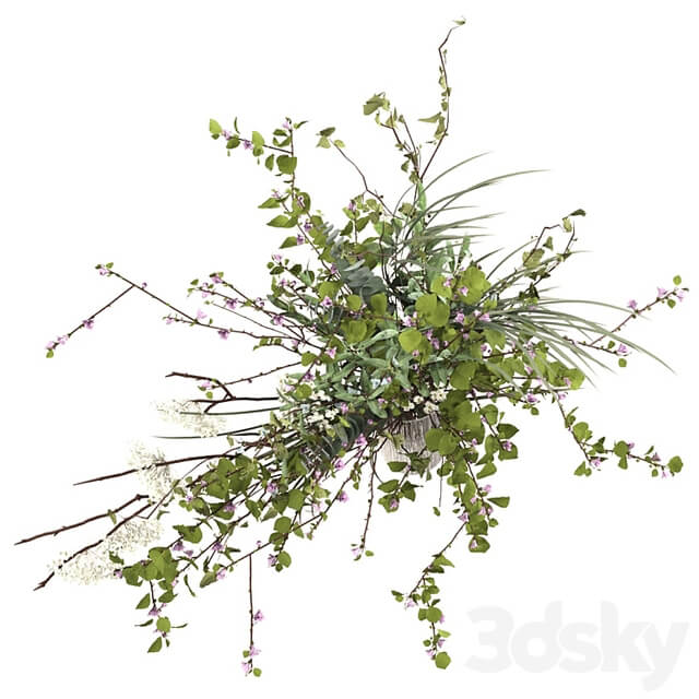 Bouquet of grass, flowers and branches