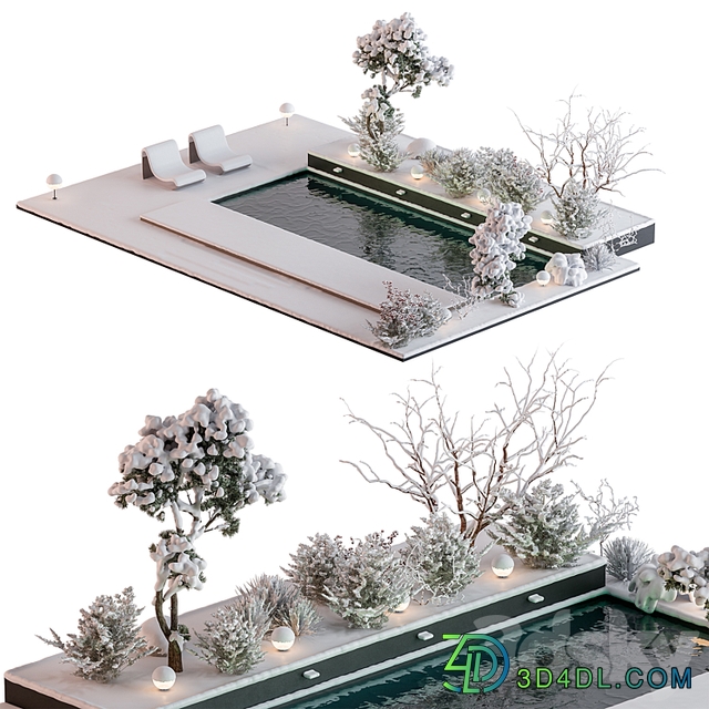 Snowy Scene with Pool Set 76