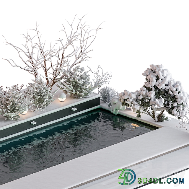 Snowy Scene with Pool Set 76