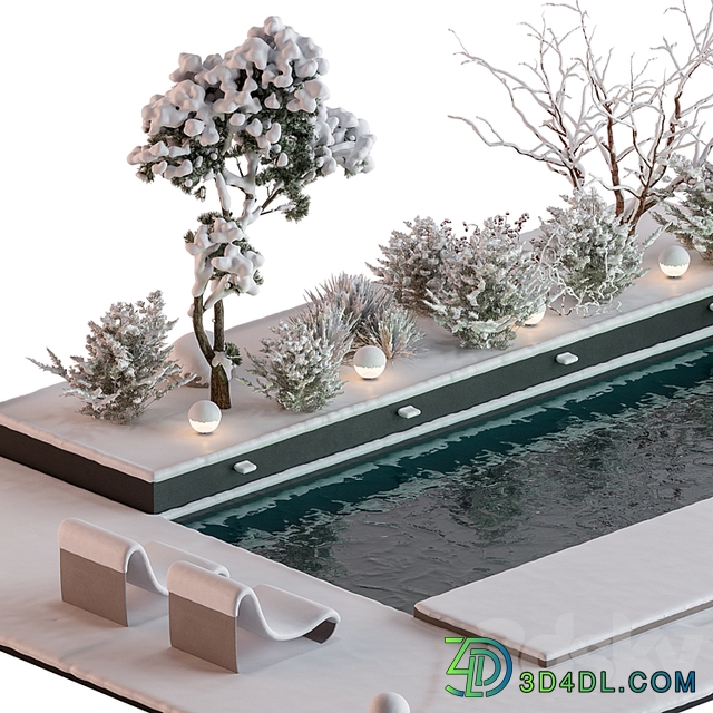 Snowy Scene with Pool Set 76