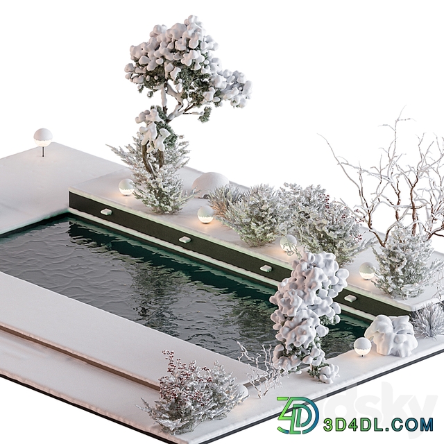 Snowy Scene with Pool Set 76