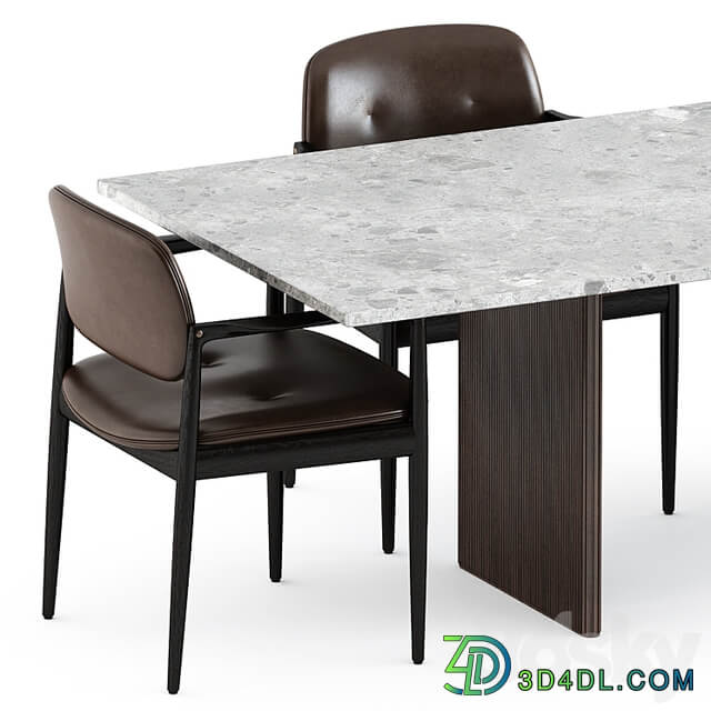 Yoko Cord Outdoor Dining chair by Minotti and Cabin square table by Vipp