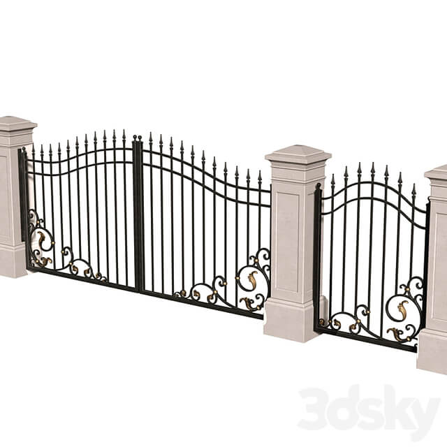 Forged gates in a classic style.DUAL Entrance Driveway Fence Iron Gate set