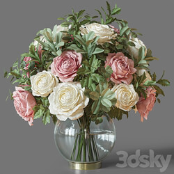 Flower Set 049 pink and white rose 