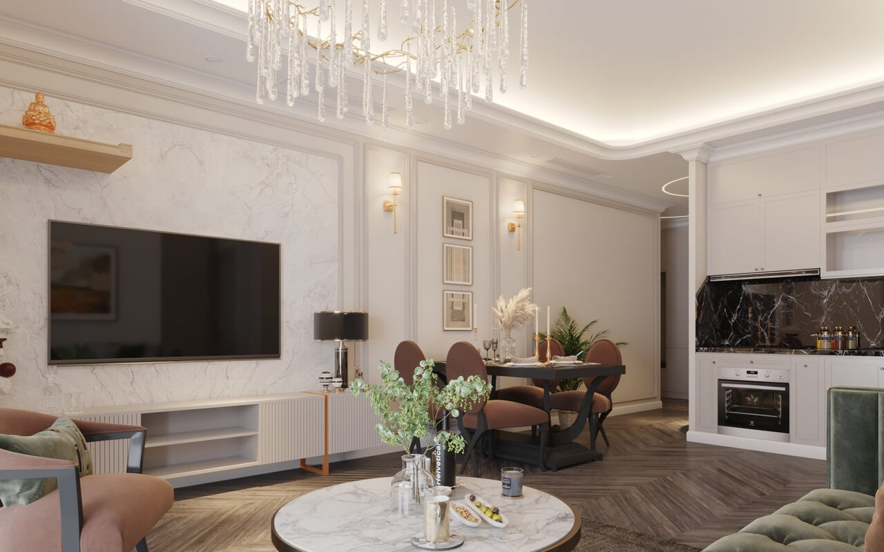  Living Room - Kitchen Interior by Hoang Phuong