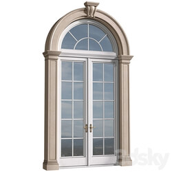 Arc Classical frame window.Entrance to the house.Front Door.Arched Opening.Outdoor Entrance classic door.External Doors. Exterior Door.Street Doors 