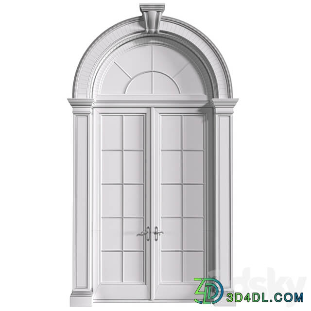 Arc Classical frame window.Entrance to the house.Front Door.Arched Opening.Outdoor Entrance classic door.External Doors. Exterior Door.Street Doors