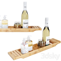 Mind Reader 27in Brown Bamboo Bathtub Caddy Organizer set 