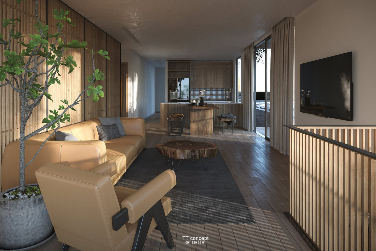  Living Room - Kitchen Interior by Leo Nguyen