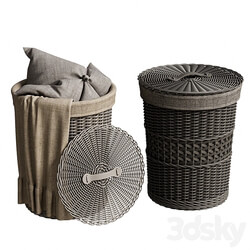 Wicker basket with pillow and blanket 