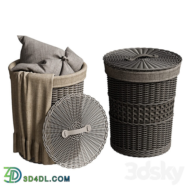 Wicker basket with pillow and blanket