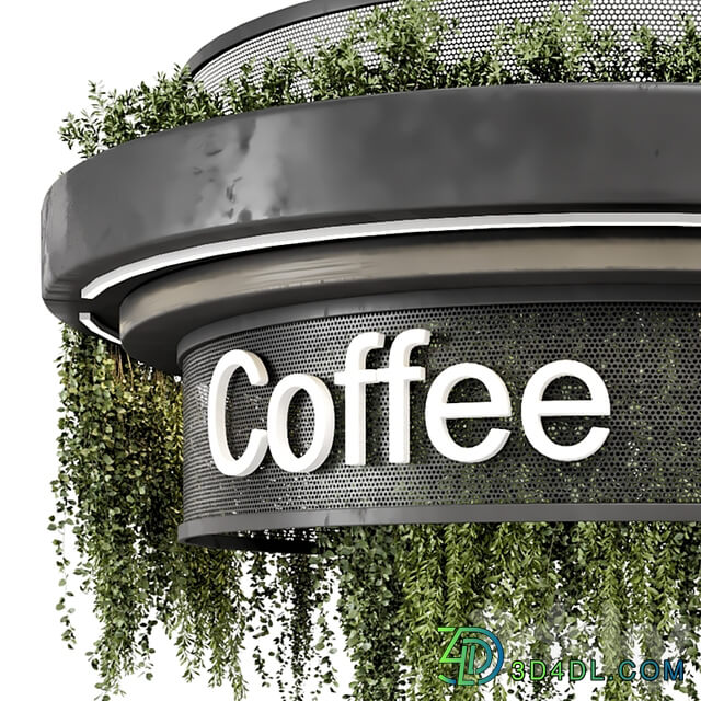 Coffee Reception Desk With Plants Restaurant Set 1393