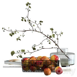 Decorative set with a basket of apples 