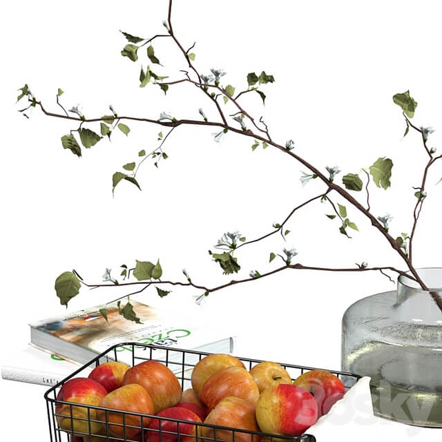 Decorative set with a basket of apples