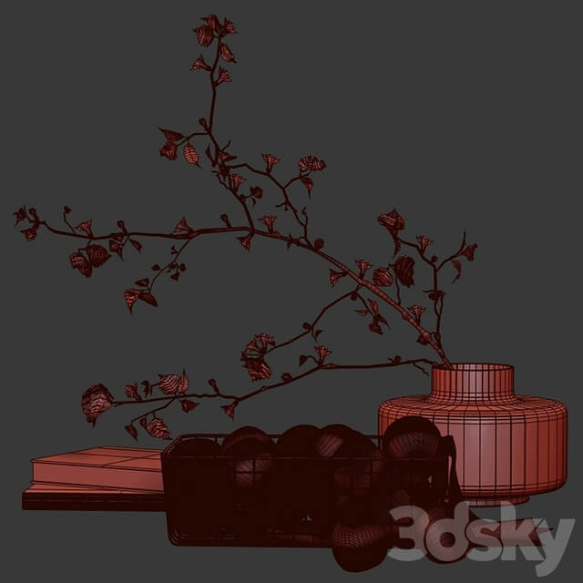 Decorative set with a basket of apples