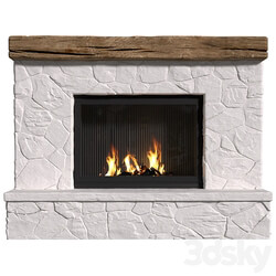 Provence style fireplace.Rock Fireplace in Country style.Rustic Farmhouse fireplace 