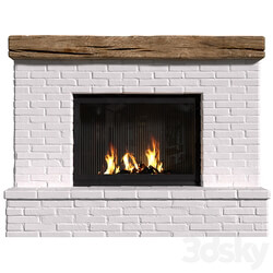 Provence style fireplace.Brick Fireplace in Country style.Rustic Farmhouse fireplace 