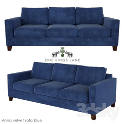 Anna Velvet Sofa Blue 