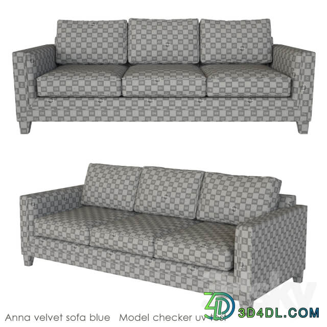 Anna Velvet Sofa Blue