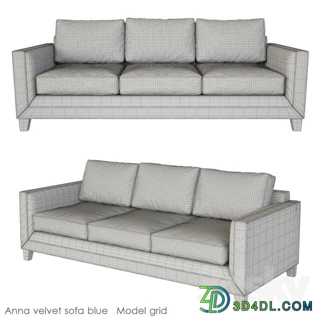 Anna Velvet Sofa Blue