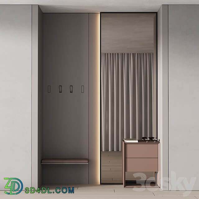 246 hallway zone 08 minimal hall with big stand mirror 01