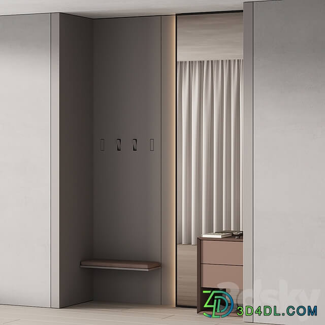 246 hallway zone 08 minimal hall with big stand mirror 01