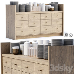 Mira restaurant cabinet with dishes V1 / Wooden sideboard with dishes 