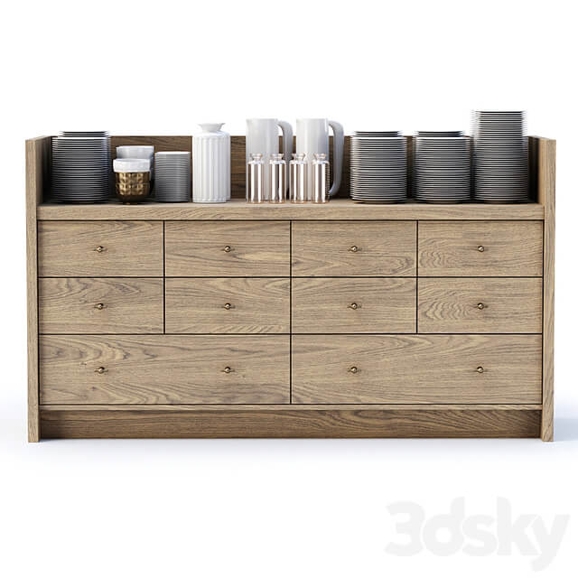 Mira restaurant cabinet with dishes V1 / Wooden sideboard with dishes