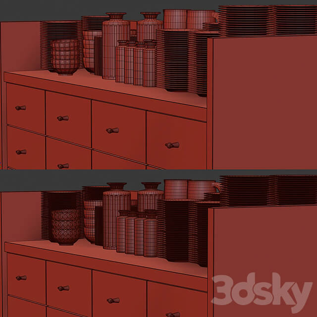 Mira restaurant cabinet with dishes V1 / Wooden sideboard with dishes