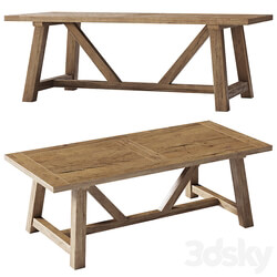 Reclaimed Russian Oak Trestle Rectangular Dining Table 