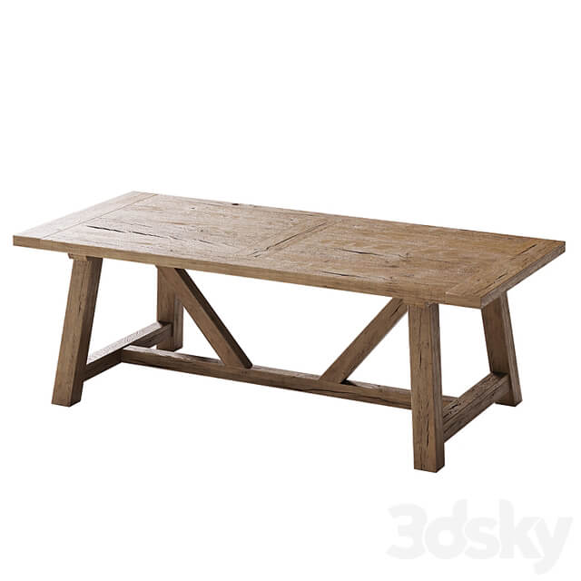 Reclaimed Russian Oak Trestle Rectangular Dining Table
