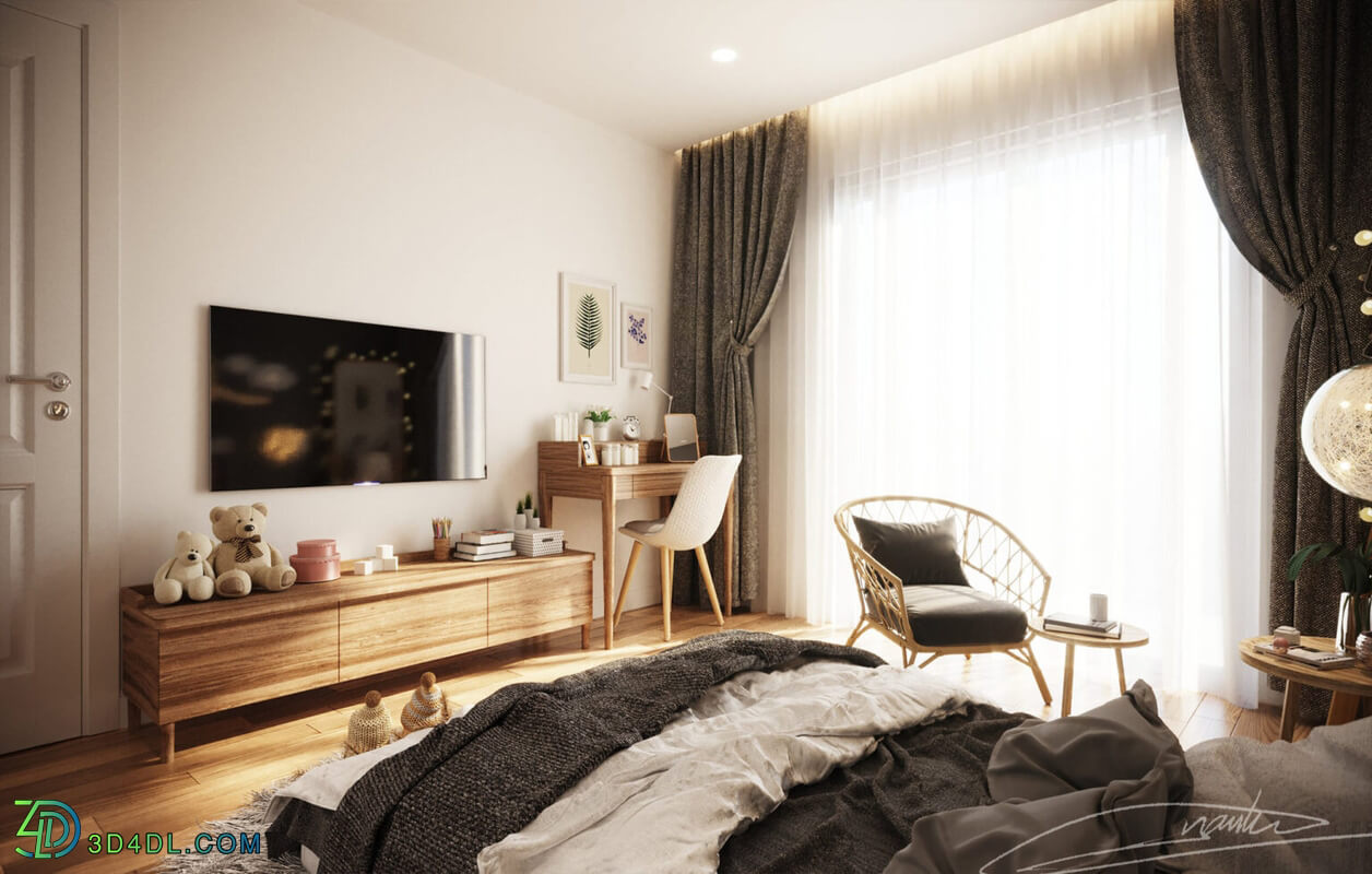 3D Interior Scenes File 3dsmax Model Bedroom 452 By Nam Ha