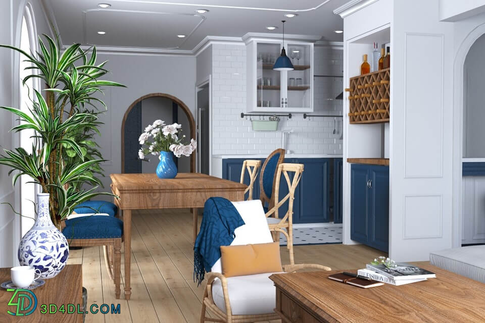 3D Interior Kitchen- Livingroom 24 Scenes 3dsmax 