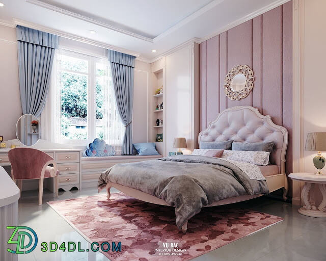 3D Interior Scenes File 3dsmax Model Bedroom Girl 93