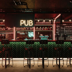 3D Model Interior Bar Restaurant Scene 241 By LeMinh 