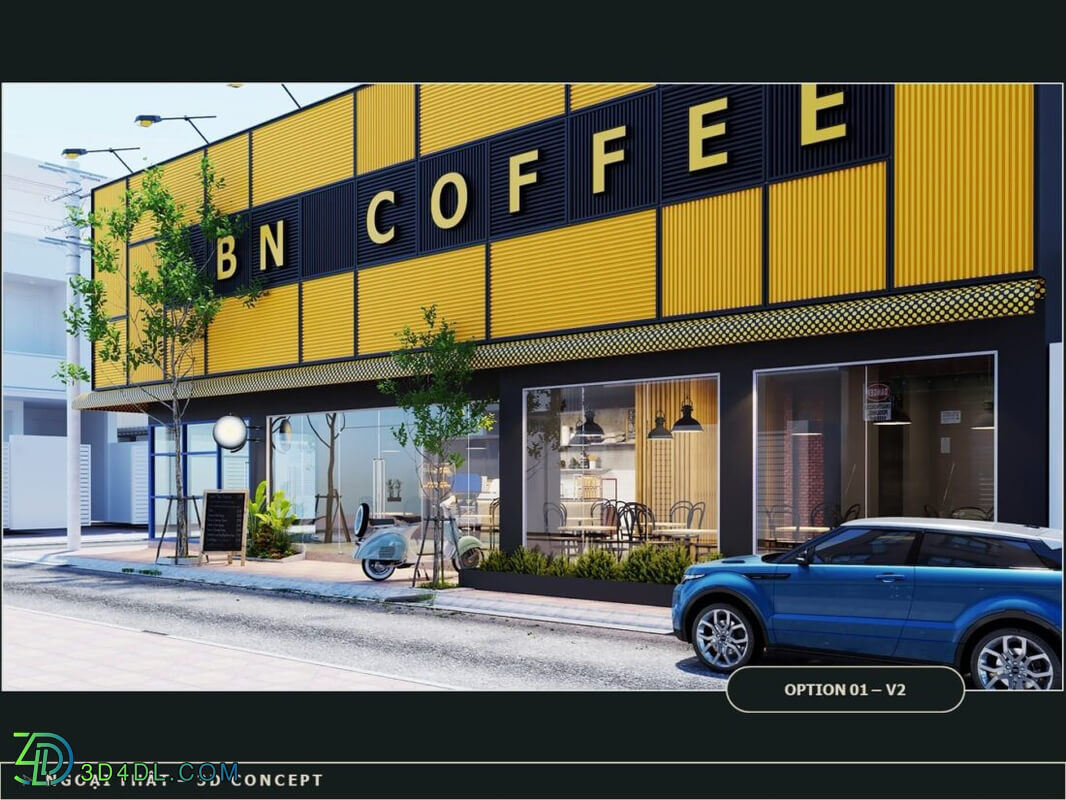 3D Exteriors Coffee Scene Model 3dsmax By Khang Ngngocduy