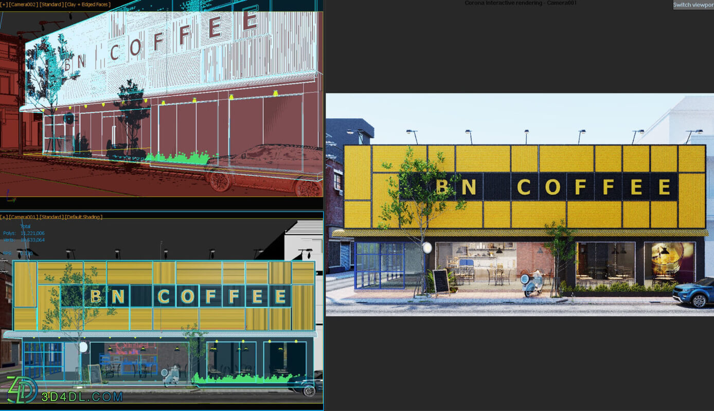 3D Exteriors Coffee Scene Model 3dsmax By Khang Ngngocduy