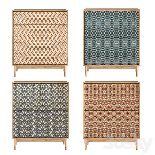Chest of drawers Tyrone 1 Shell Lace Tulip