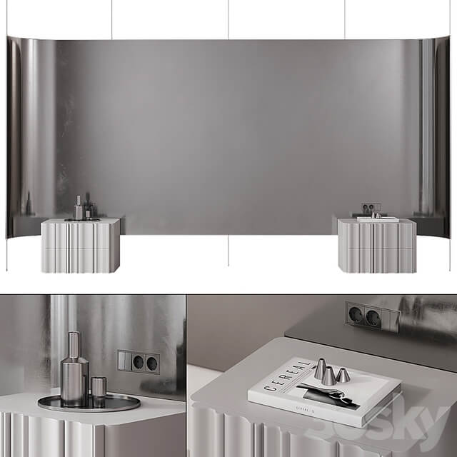 Bedroom headboard with metallic
