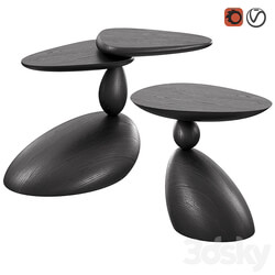 Stones and Twins coffee tables by WOODZENART from the Stone Story collection 