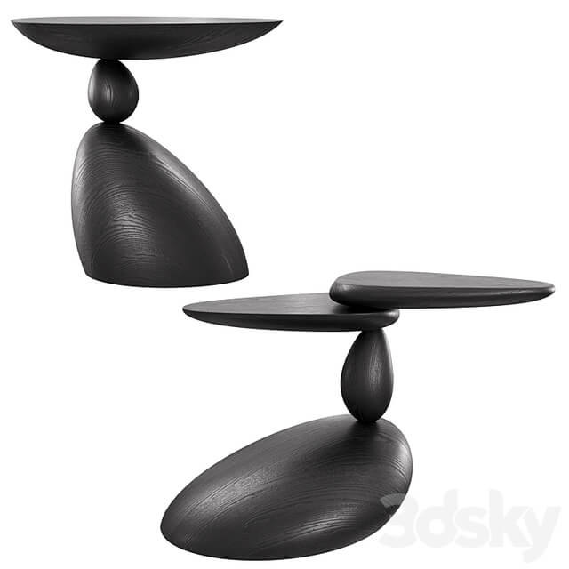 Stones and Twins coffee tables by WOODZENART from the Stone Story collection