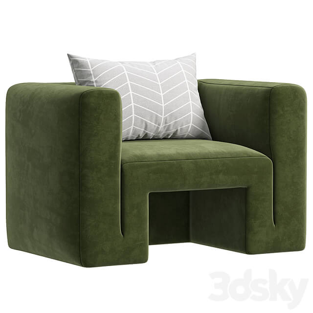 Matra Deep Teal Velvet Lounge Armchair By CB2