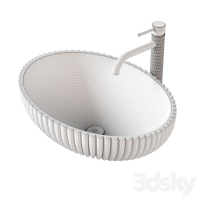Oval cristal sink with Rea Lungo ART L.Gold mixer