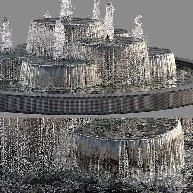 Circular Pond with Fountains