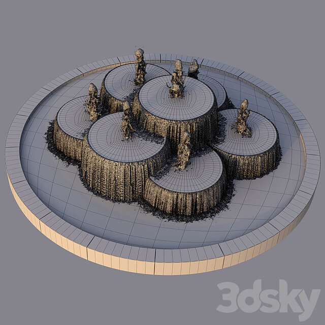 Circular Pond with Fountains