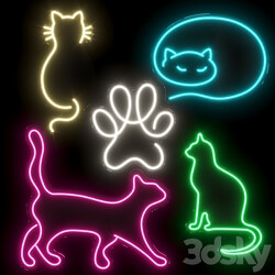 Set of neon lights Cats 02 
