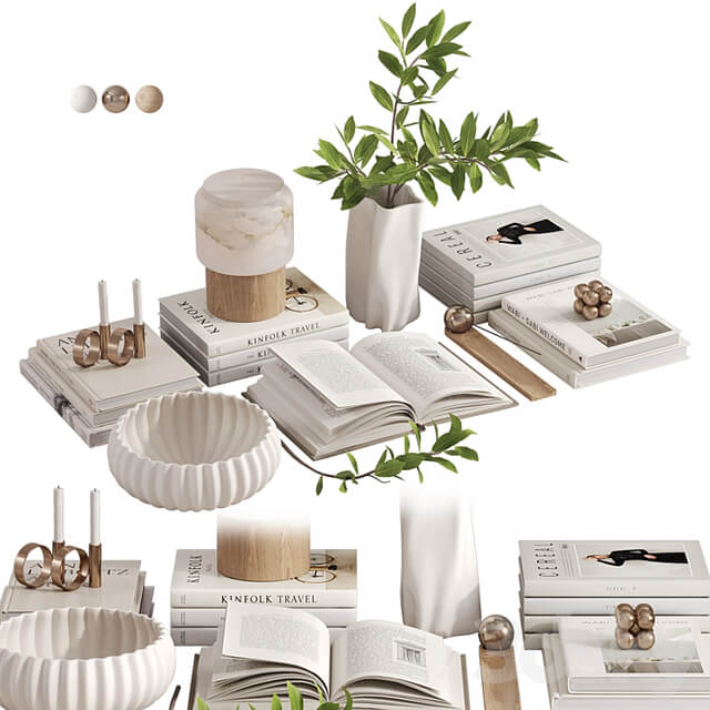 White decorative set with Lanterno Table Lamp