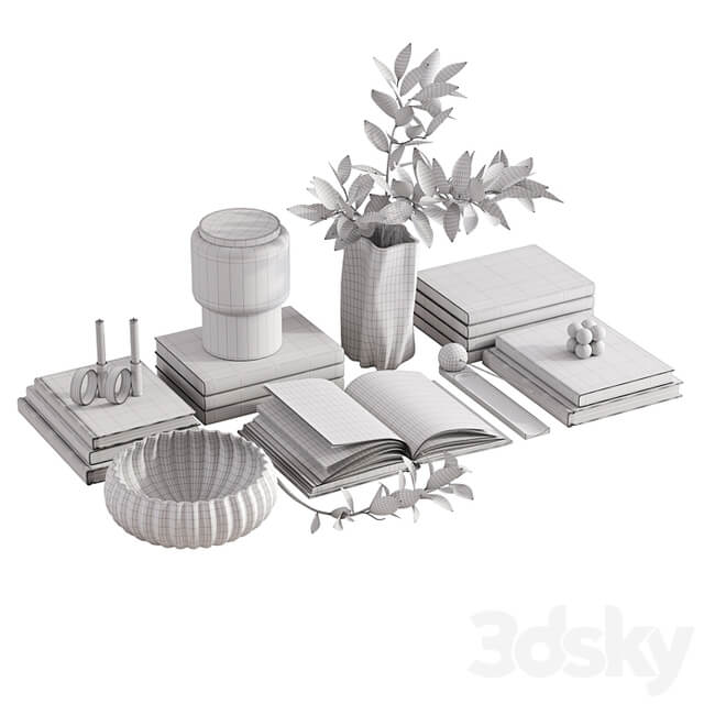 White decorative set with Lanterno Table Lamp